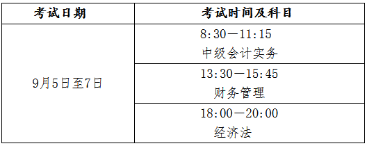 泰安中级会计师考试哪个时间