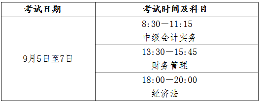 ​中级会计师考试广州哪个时间考