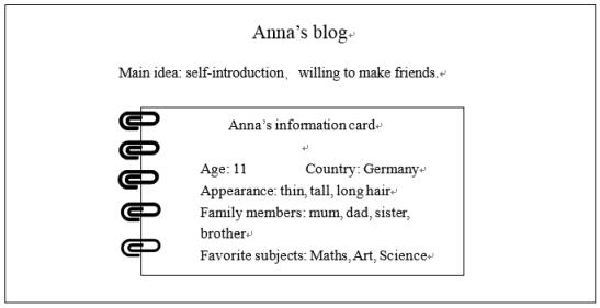 初中英语《Anna’s blog》阅读教材