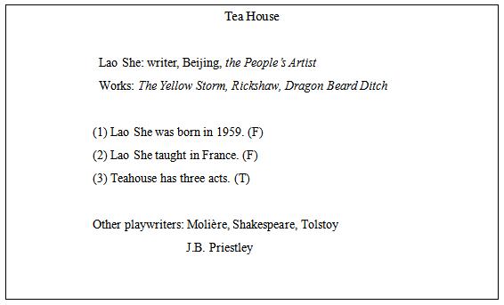 初中英语《Tea House》阅读教材