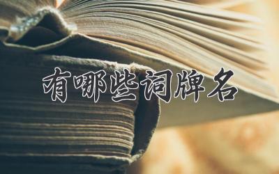 有哪些词牌名