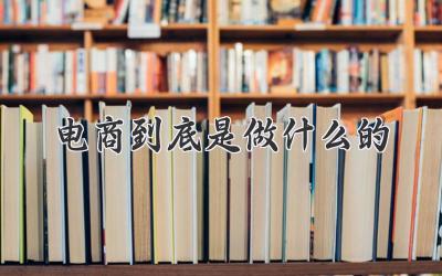 电商到底是做什么的