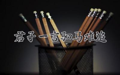 君子一言驷马难追