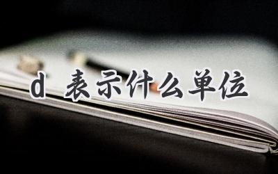 d表示什么单位