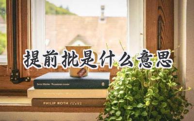 提前批是什么意思