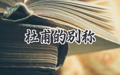 杜甫的别称