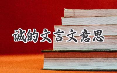 诚的文言文意思