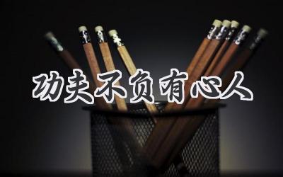 功夫不负有心人
