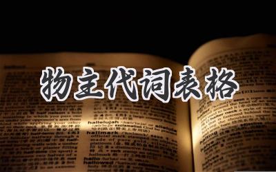 物主代词表格