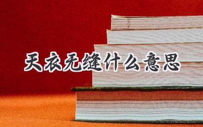 天衣无缝什么意思