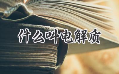 什么叫电解质