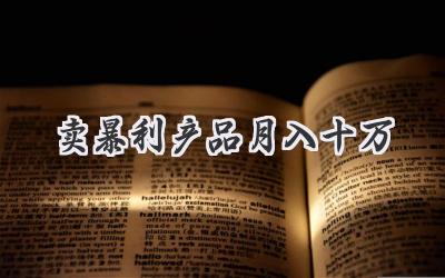 卖暴利产品月入十万